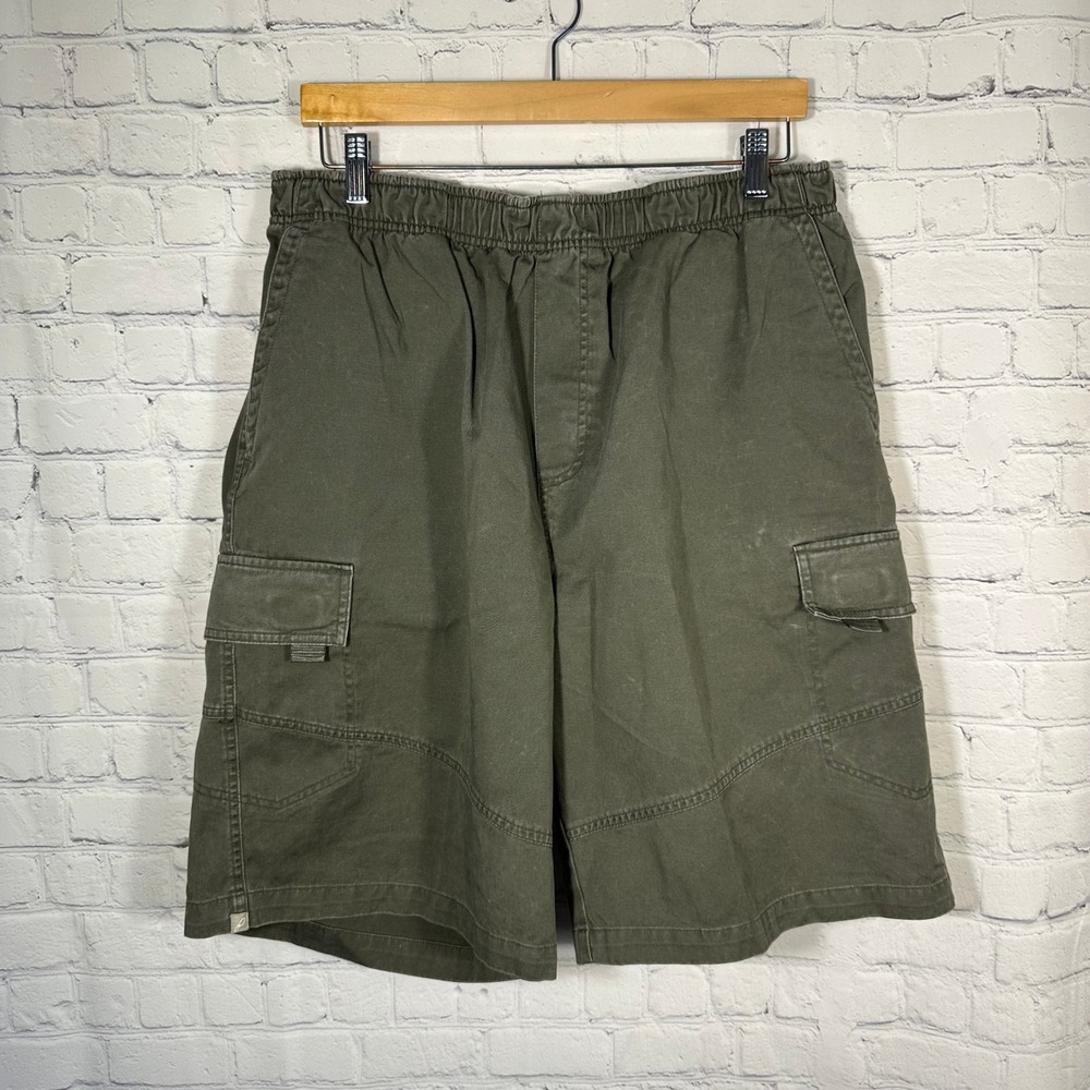 Ocean Pacific Mens Cargo Shorts Olive Green Elastic Waist Cotton XL OPSF6612